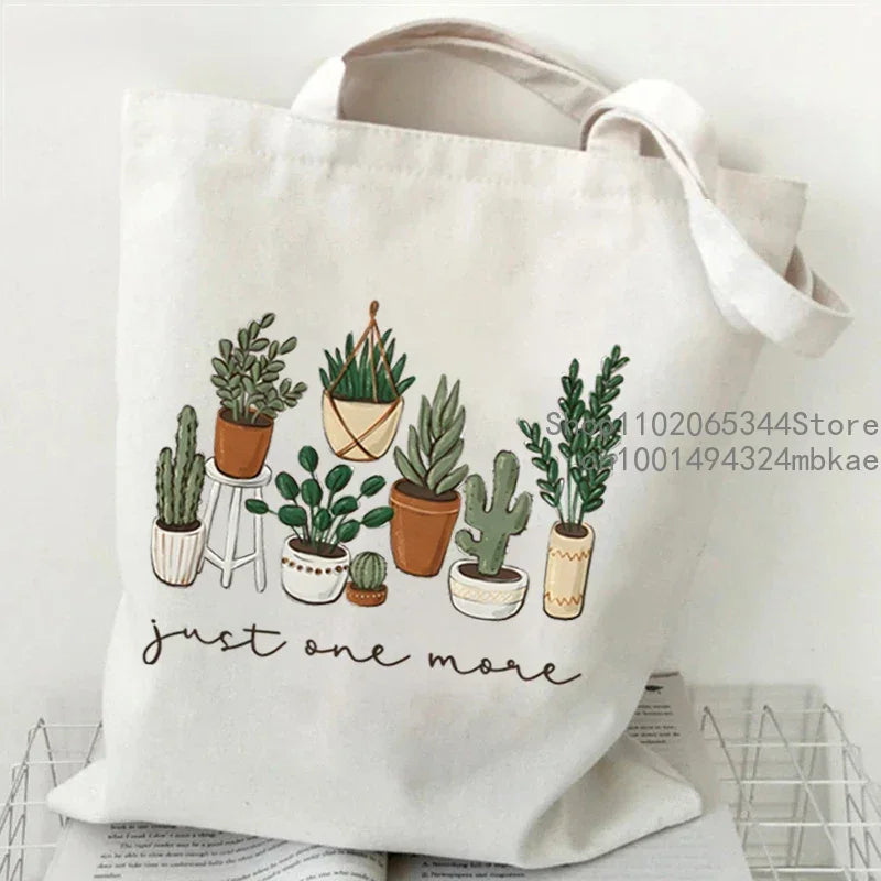 Soft Canvas Floral Cartoon Tote | Unisex Garden Print Shoulder Bag Luxegan