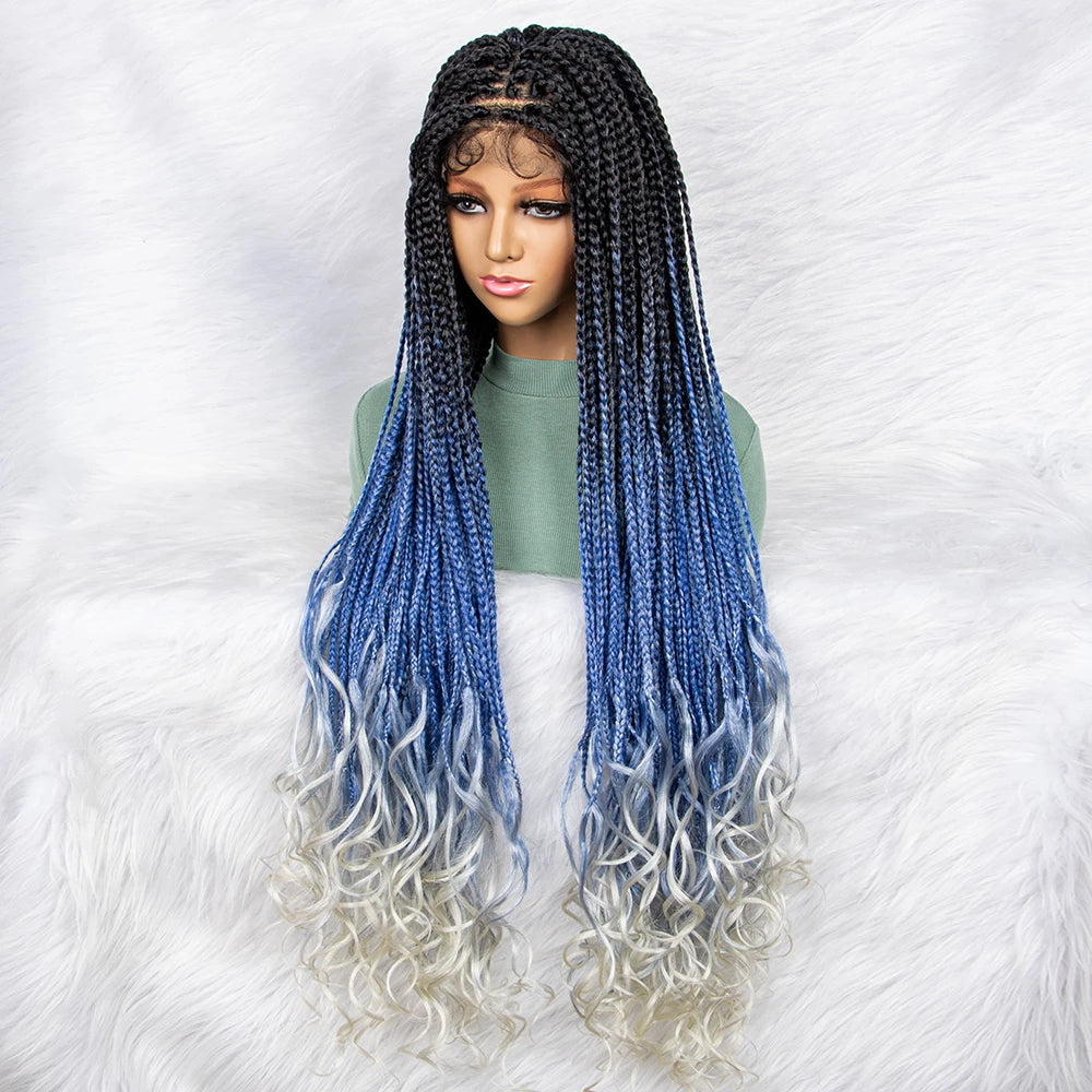Gradient Water Wave Knotless Box Braids Wig | 9x6 Lace Front | Baby Hair Luxegan