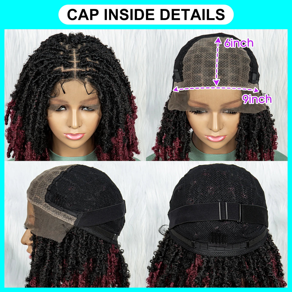 KIMA Pelucas trenzadas sintéticas de 14 pulgadas Peluca frontal de encaje Pelucas trenzadas 9x6 Trenzas de caja sin nudos con pelo de bebé para mujeres negras