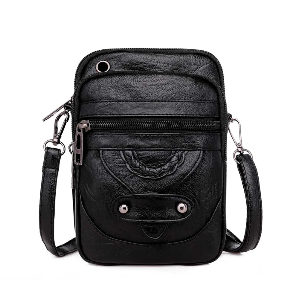 Vintage Designer Ruched Mini Crossbody Bag | Soft PU Leather Solid Shoulder Purse & Phone Handbag for Women & Girls Luxegan