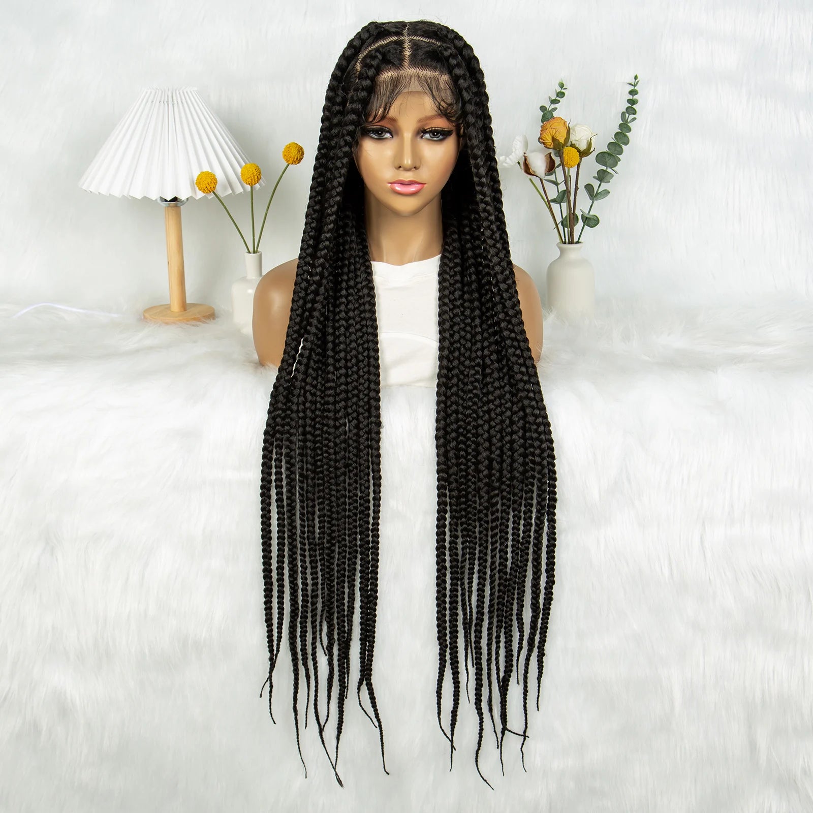 KIMA 36" Colorful Knotless Box Braids Wig | Lace Front & Baby Hair Luxegan