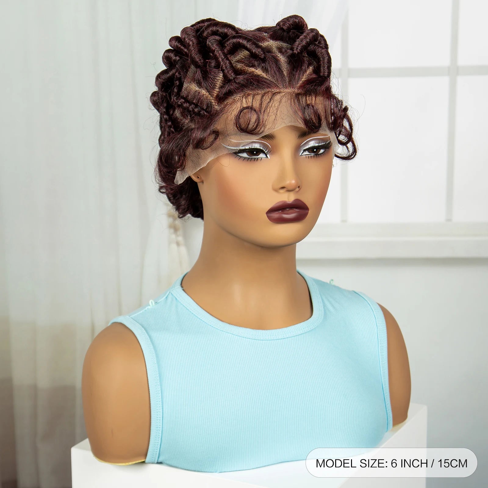 613 Blonde Short Handmade Bantu Knotless Braids Wig | Full Lace Luxegan