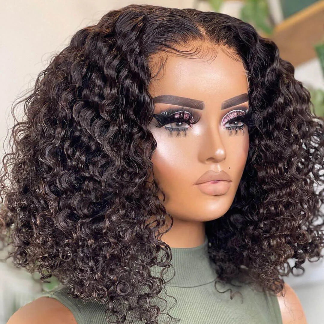 12A Water Wave Bob Wig | Glueless Lace Front Wig | Brazilian Remy Hair | Pre-Plucked Luxegan