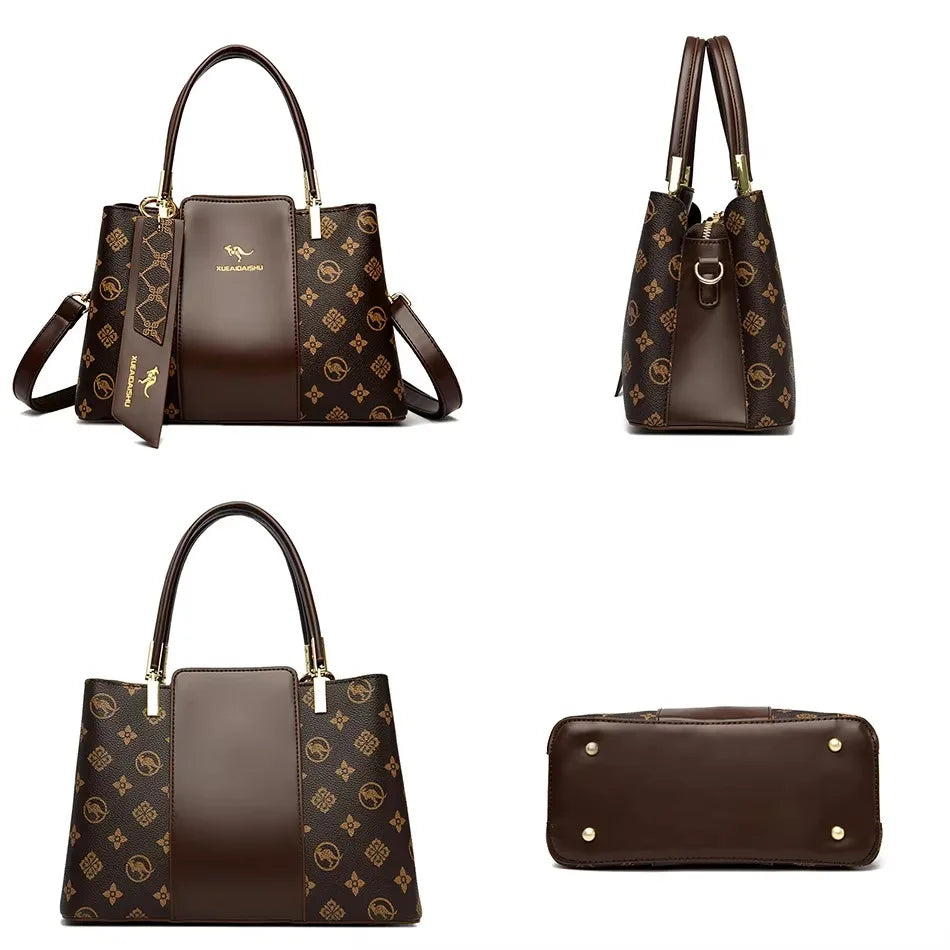 Genuine Soft PU Leather Handbags for Women | Vintage Shoulder Tote Bag & Large Capacity Purse