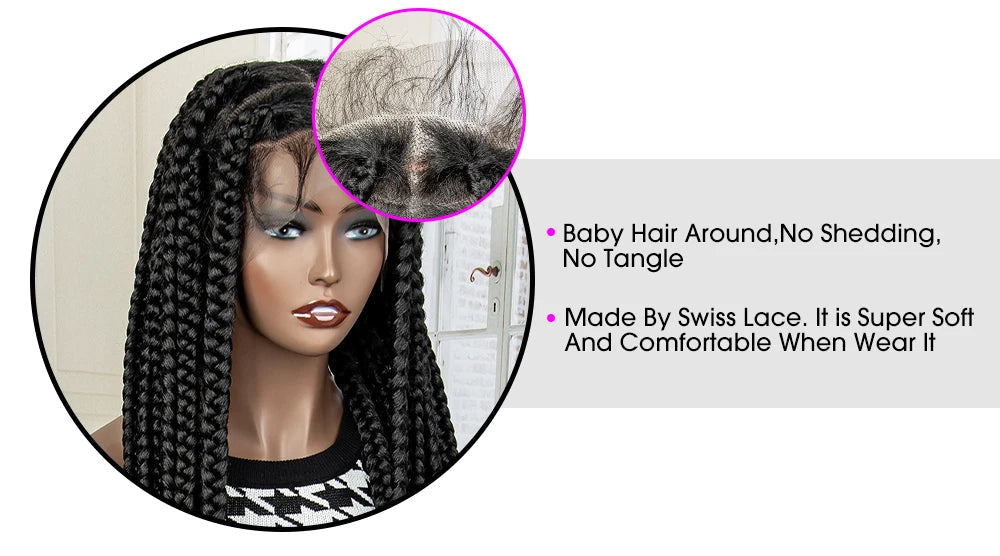 Jumbo Cornrow & Knotless Box Braids Wig | Full Lace | Baby Hair | Black Women Luxegan