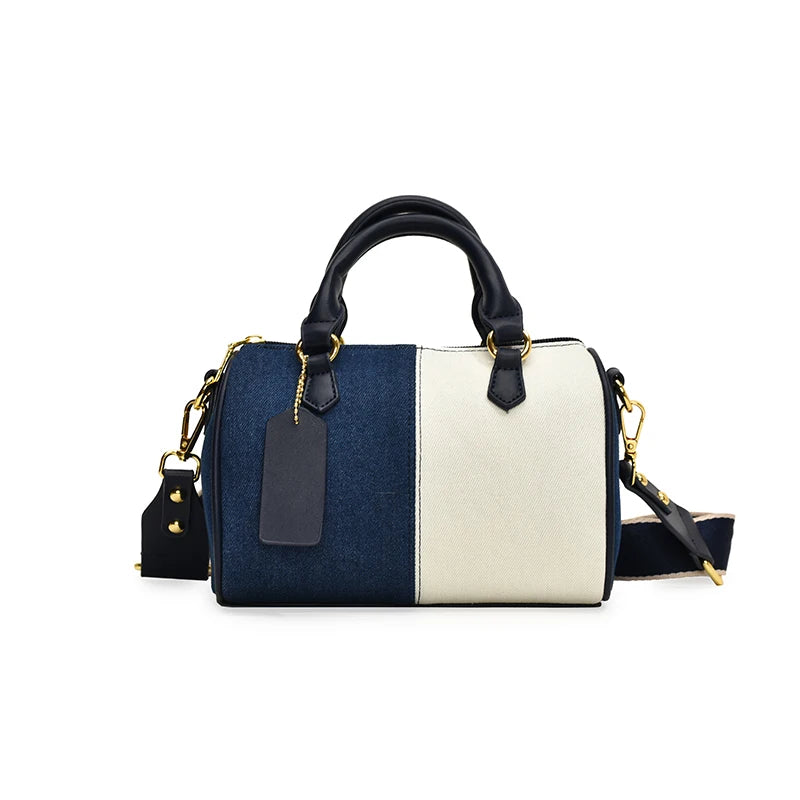 Patchwork Colorblock Mini Handbag | Denim Shoulder & Crossbody Bag Luxegan