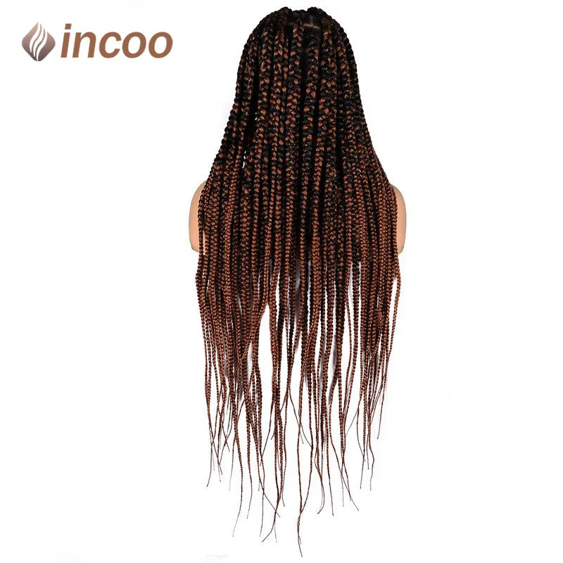 36" Knotless Square Box Braids Wig | Full Lace Frontal | Baby Hair | Afro Women Luxegan