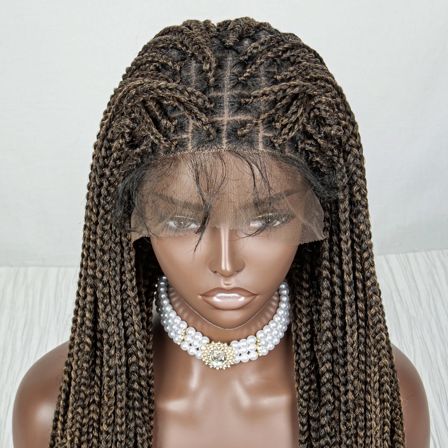 36" Water Wave Braided Wig | Lace Front | Baby Hair | Long Braids Luxegan