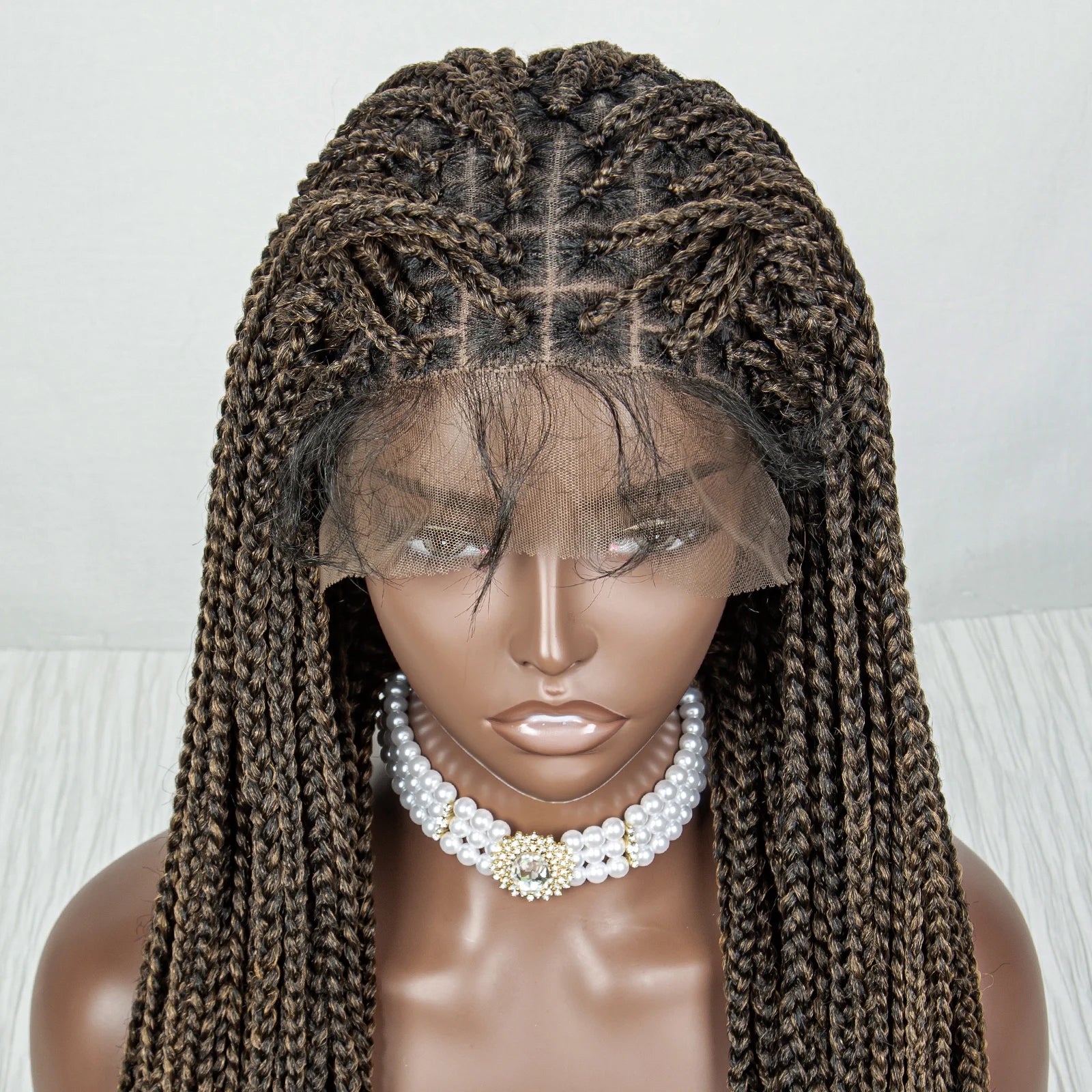 36" Water Wave Braided Wig | Lace Front | Baby Hair | Long Braids Luxegan