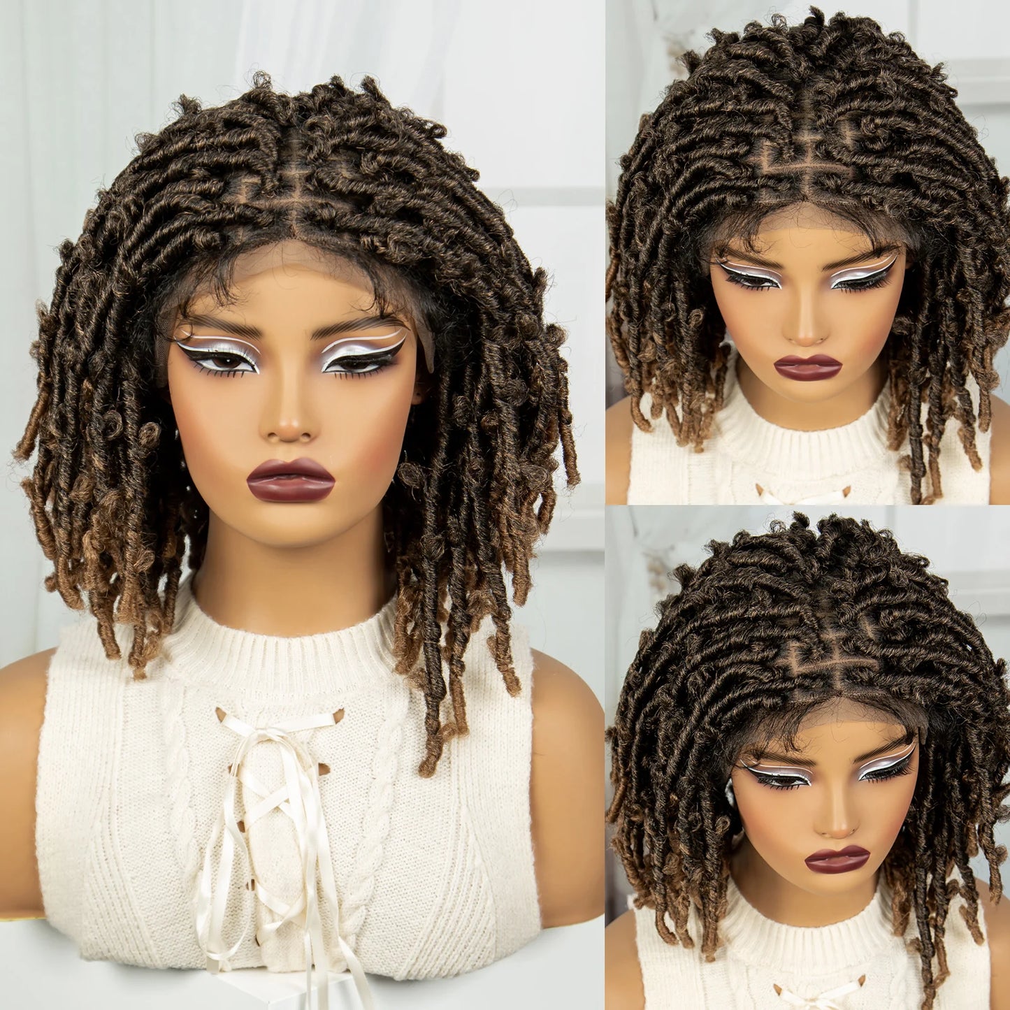 Burgundy Knotless Butterfly Locs Wig | Synthetic Lace Front Luxegan