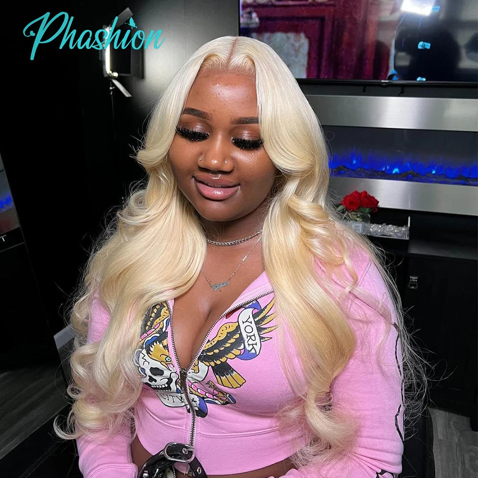 Phashion Real Hd Kim K 2x6 Blonde Swiss Lace Closure 613 Straight Body Wave Deep Part Transparent Lace Brazilian Remy Human Hair