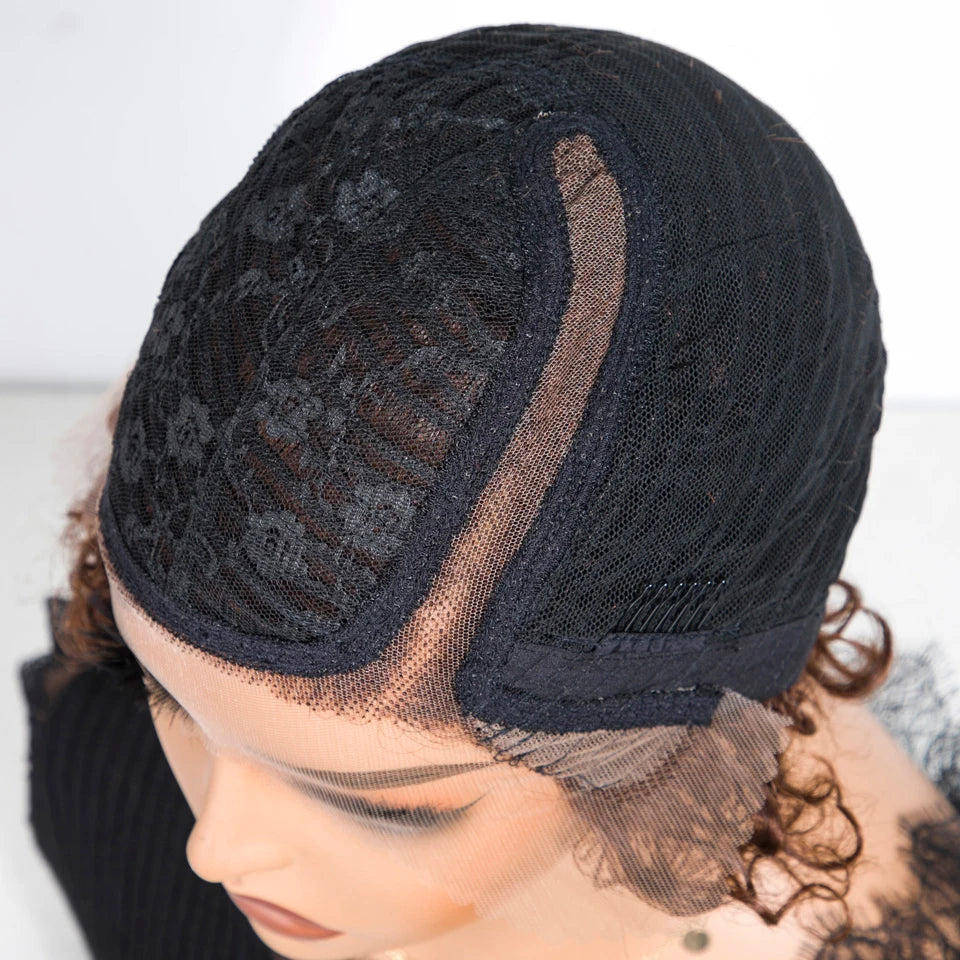 Natural Black Pixie Cut Wig | Short Curly Bob 13x1 Lace Front Human Hair (Pre-Plucked) Luxegan