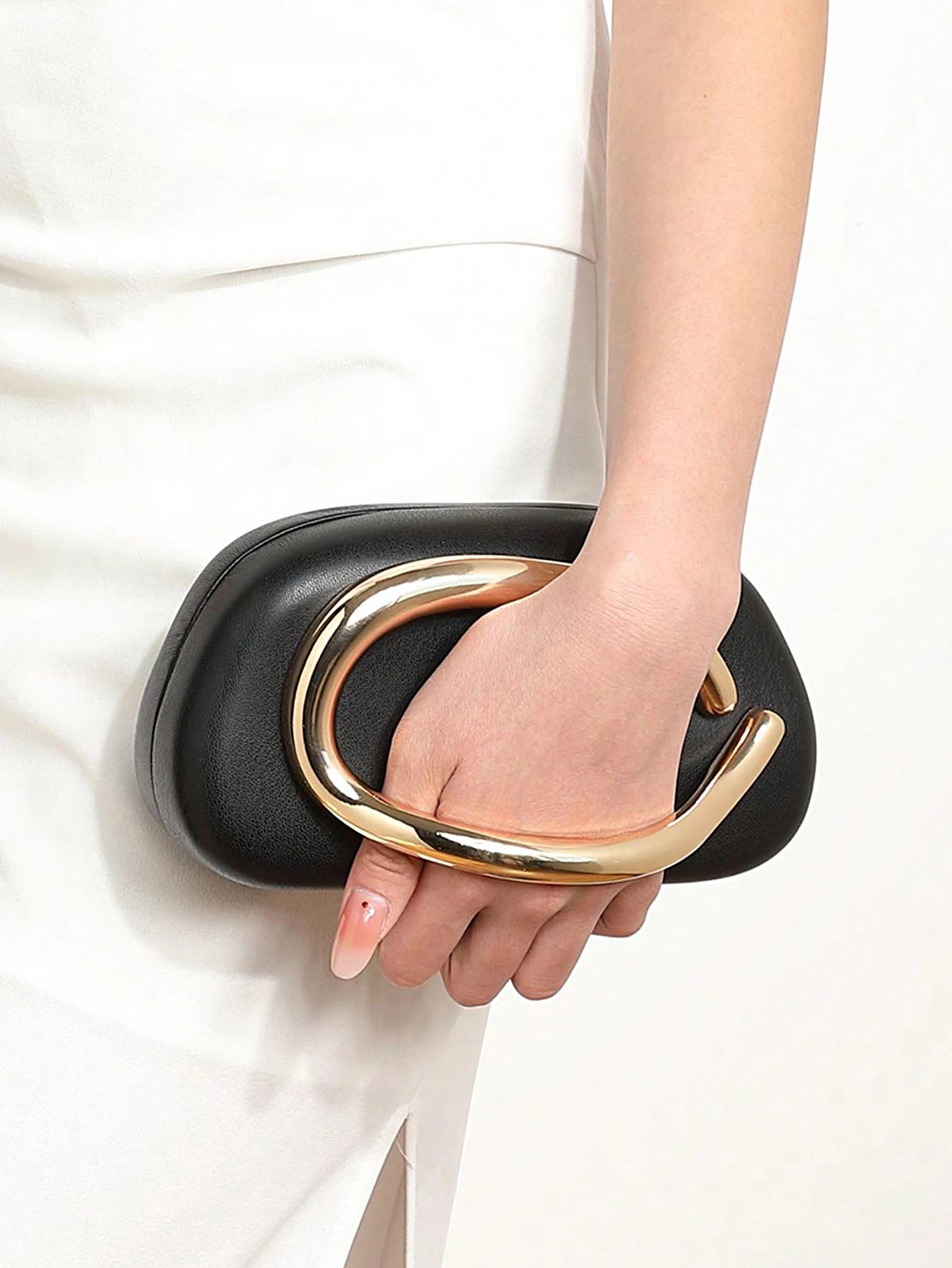 Gold Metal Closure Box Clutch | Fashion Design Women's Dinner Wedding Party Crossbody Small Bag Luxegan