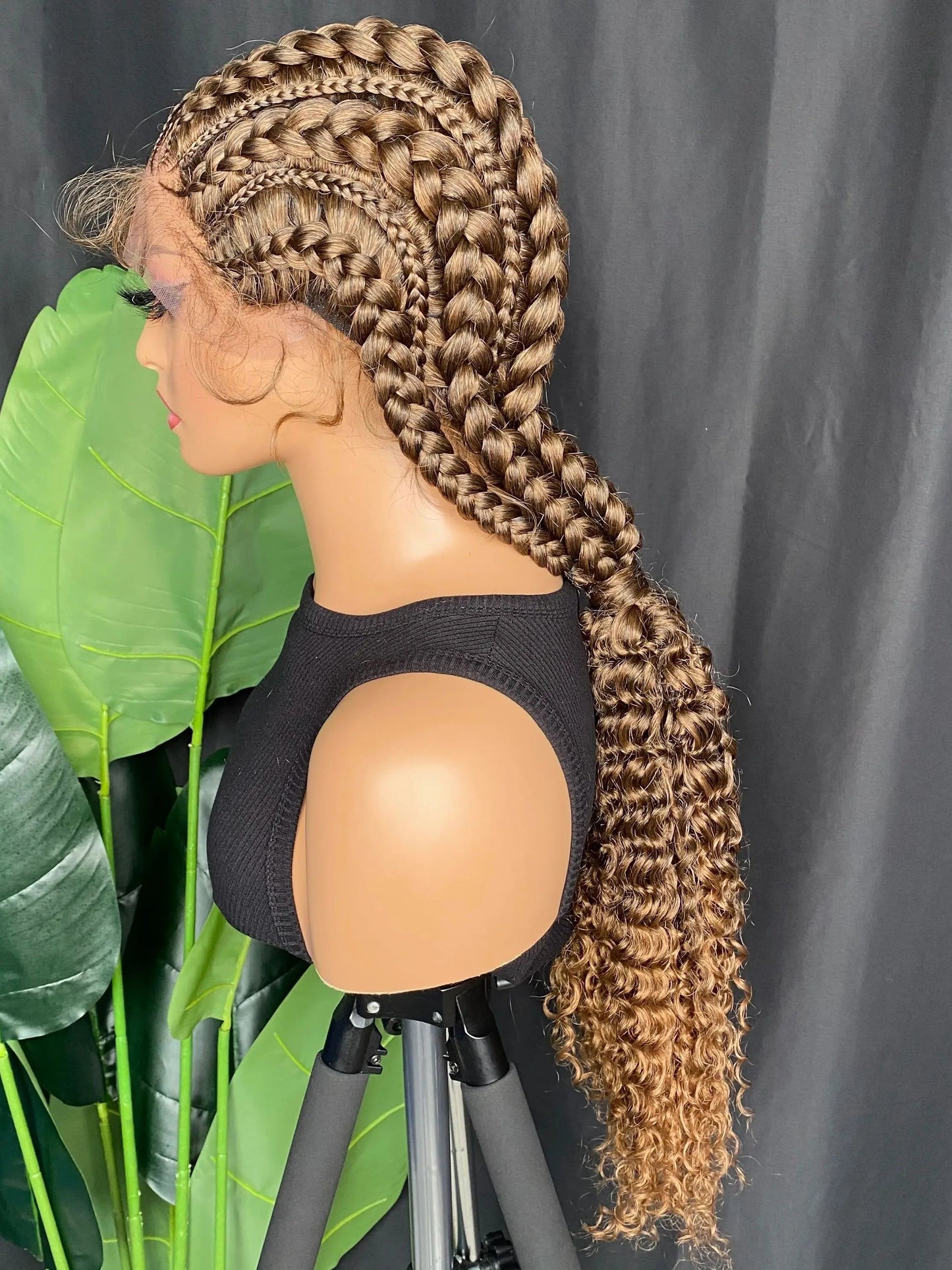 28" Double Dutch Cornrow Braids Wig | Lace Front | Twist Accents | Baby Hair | Kanekalon Luxegan