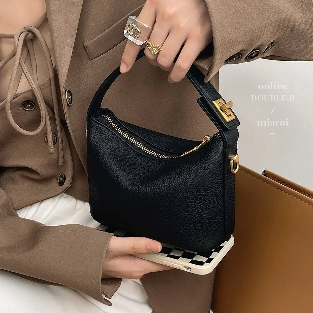 Urban Simplicity Retro Square Bag | Sophisticated Soft Leather Crossbody Handbag | Elegant Minimalist Shoulder Bag | Luxury "Dignified" Small Box Purse for Daily Matching Luxegan