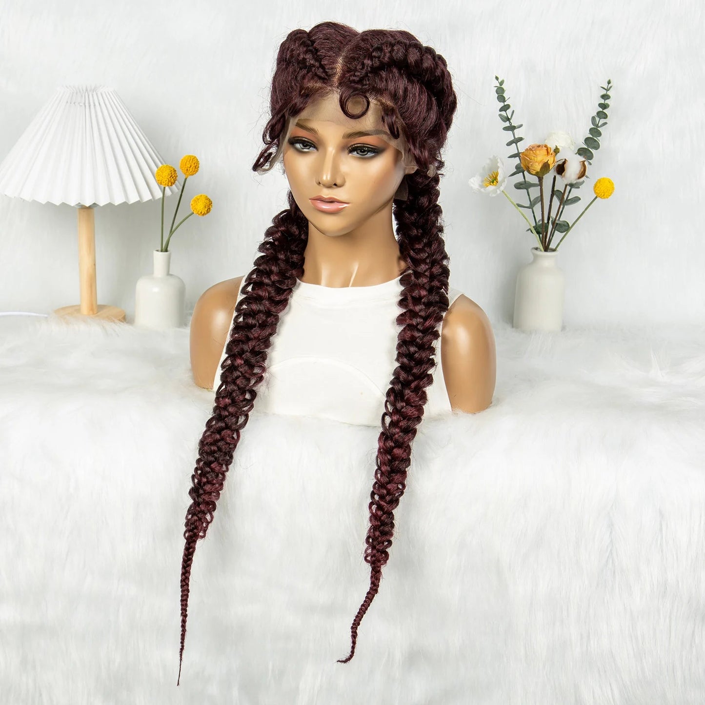 36" Twisted Braids Lace Front Wig | 13x1 | Senegalese Twist | Baby Hair | Handmade Synthetic Braids Luxegan
