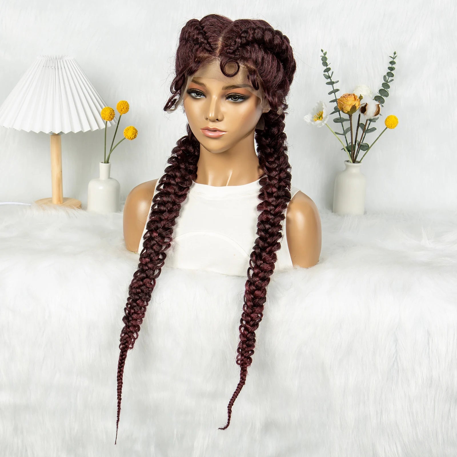 36" Twisted Braids Lace Front Wig | 13x1 | Senegalese Twist | Baby Hair | Handmade Synthetic Braids Luxegan