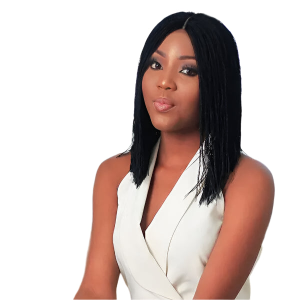 Short Black Micro Twist Braided Wig | Heat Safe Synthetic Hair | Party Wig