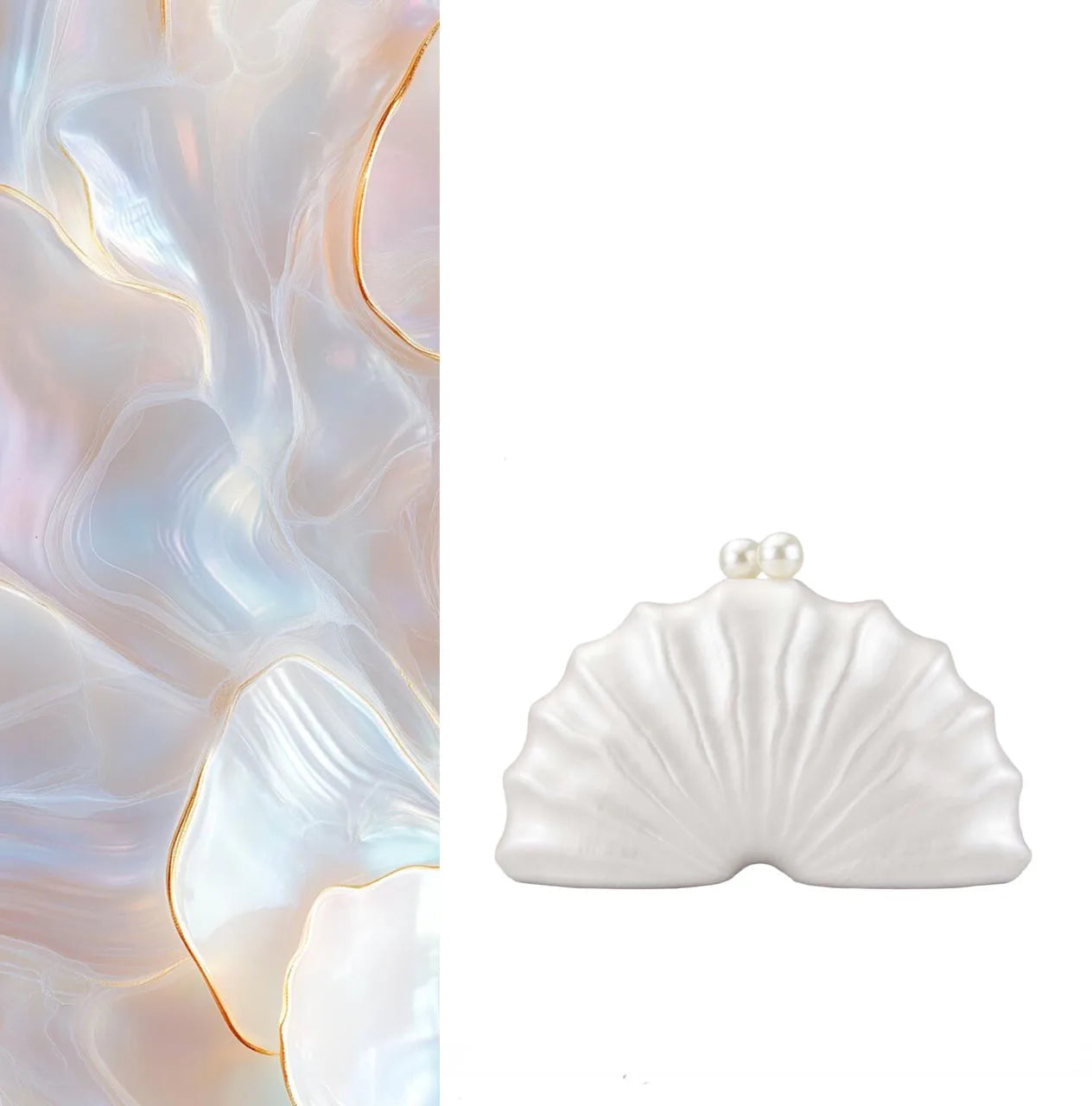 Acrylic Shell Clutch Bag | Designer Evening Party Handbag Luxegan