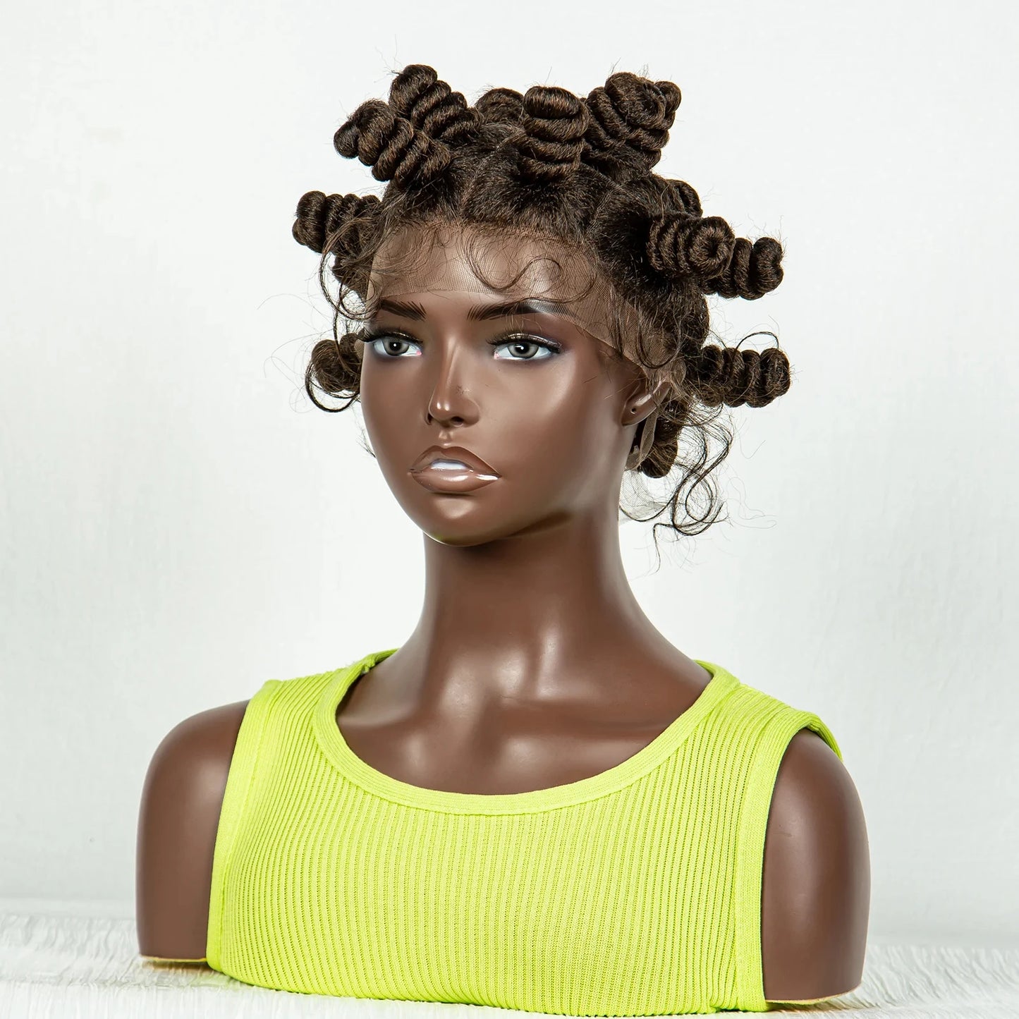 Handmade Bantu Knotless Braids Wig | Full Double Lace Front | Baby Hair Luxegan