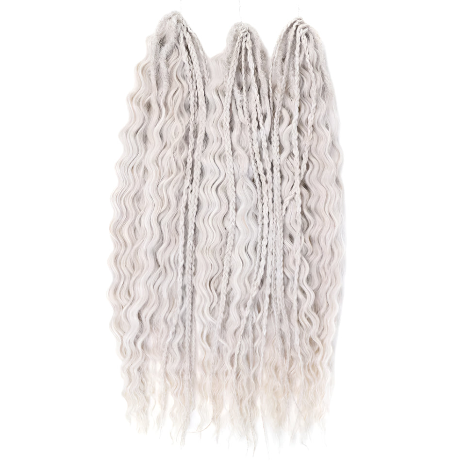 24" Water Wave Crochet Hair | Ombre Blonde Brown | Curly Twist Braids | Synthetic Braiding Hair Extensions | 60 Strands