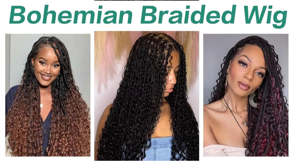 Bohemian Box Braids Full Lace Wig | Knotless | Twist Braids | Synthetic Lace Front