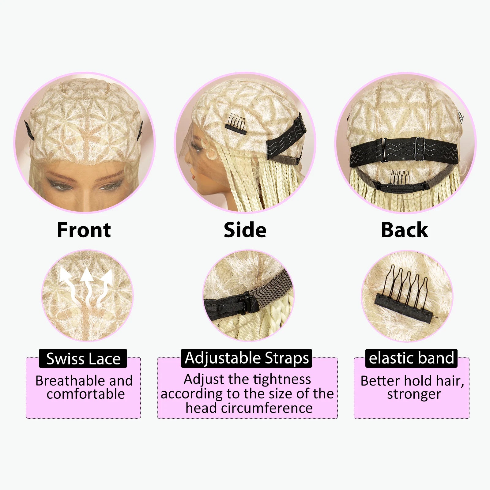 Boho Box Braided Wig with Curly Hair | Goddess Locs Accents | Full Lace Brown Braids Wig | Bohemian Box Braid Wig - Luxegan