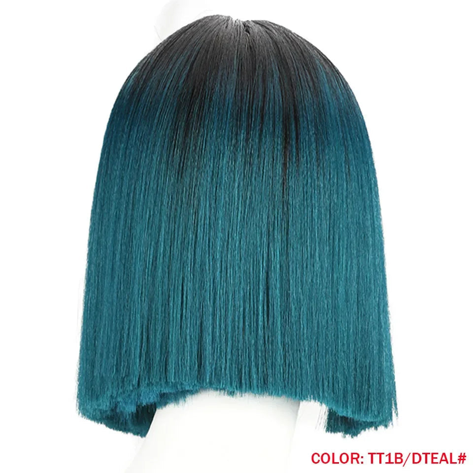 10 Inch Ombre Brown Straight Short Bob Wig | Synthetic Lace Front Wigs for Women (Heat Resistant Fiber, Cosplay & Daily Use) Luxegan