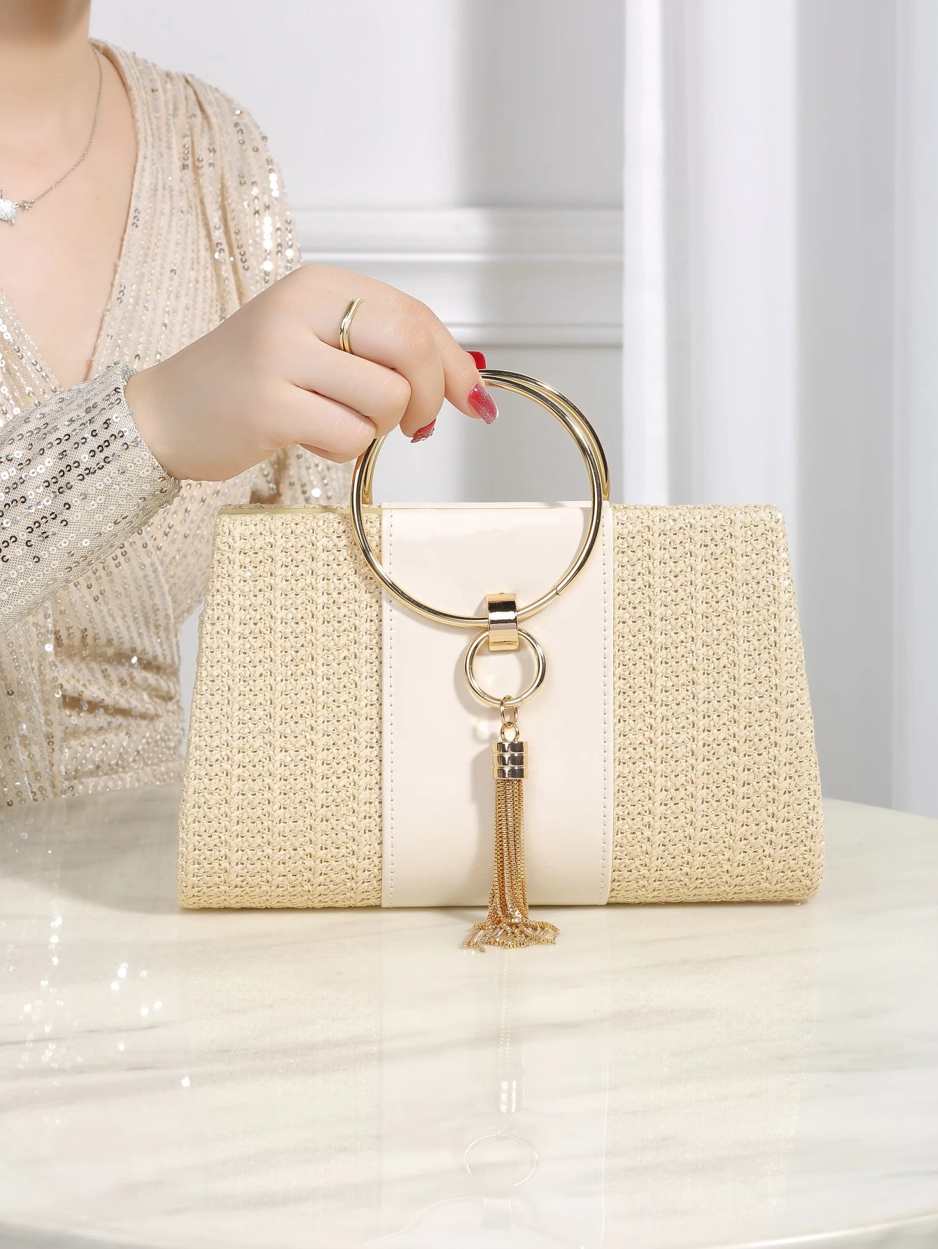Bohemian Resort Woven Clutch Bag | Ladies Square Straw Evening Bag Luxegan
