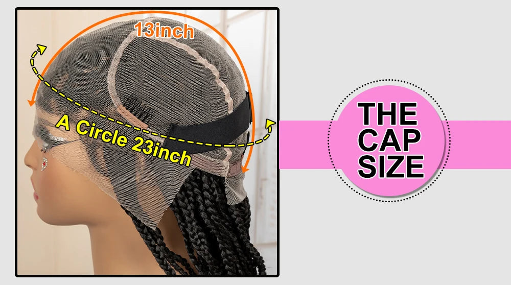 36" HD Full Lace Box Braided Wig | Ginger Color #350 | Lace Frontal Braids | Baby Hair | Synthetic Hair Wig - Luxegan