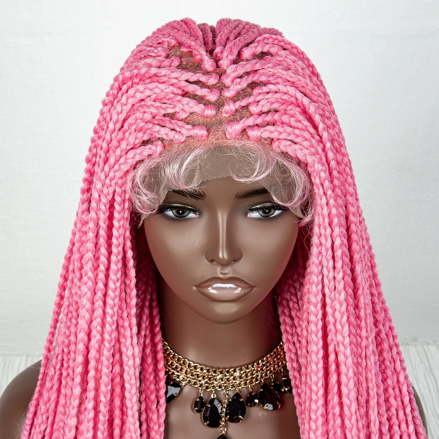 36" Water Wave Braided Wig | Lace Front | Baby Hair | Long Braids Luxegan