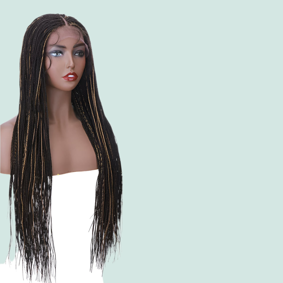 30" Senegalese Twist Braided Lace Front Wig | Knotless Braids | Synthetic Hair for Black Women