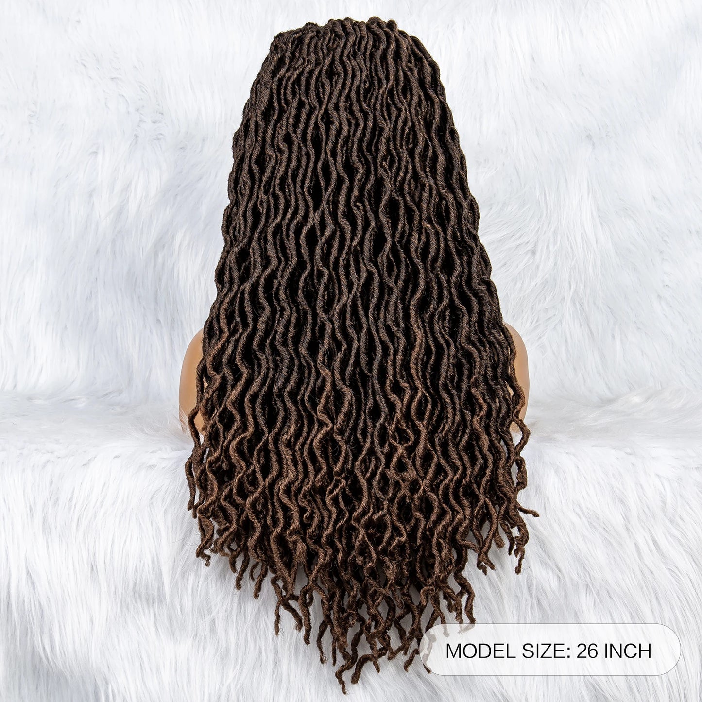 Knotless Box Braided Wig with Curly Ends & Baby Hair | Synthetic Lace Front Wig for Black Women Luxegan