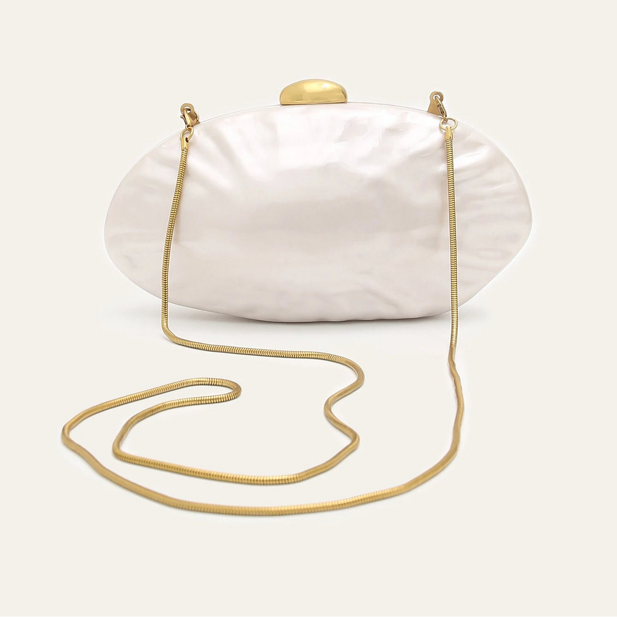 Acrylic Shell Minaudiere | Hard Elegant Long Chain Clutch Luxegan