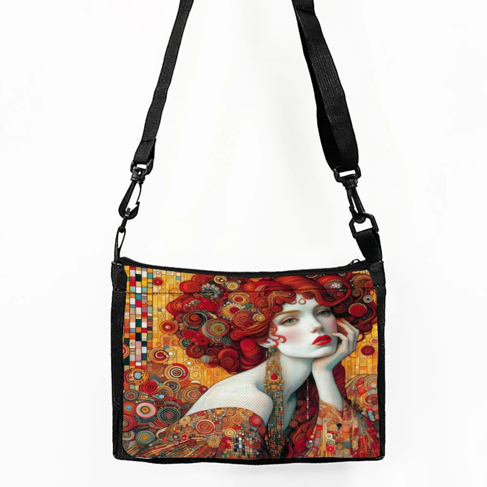Gustav Klimt Inspired Shoulder Bag | Versatile Square Crossbody Luxegan