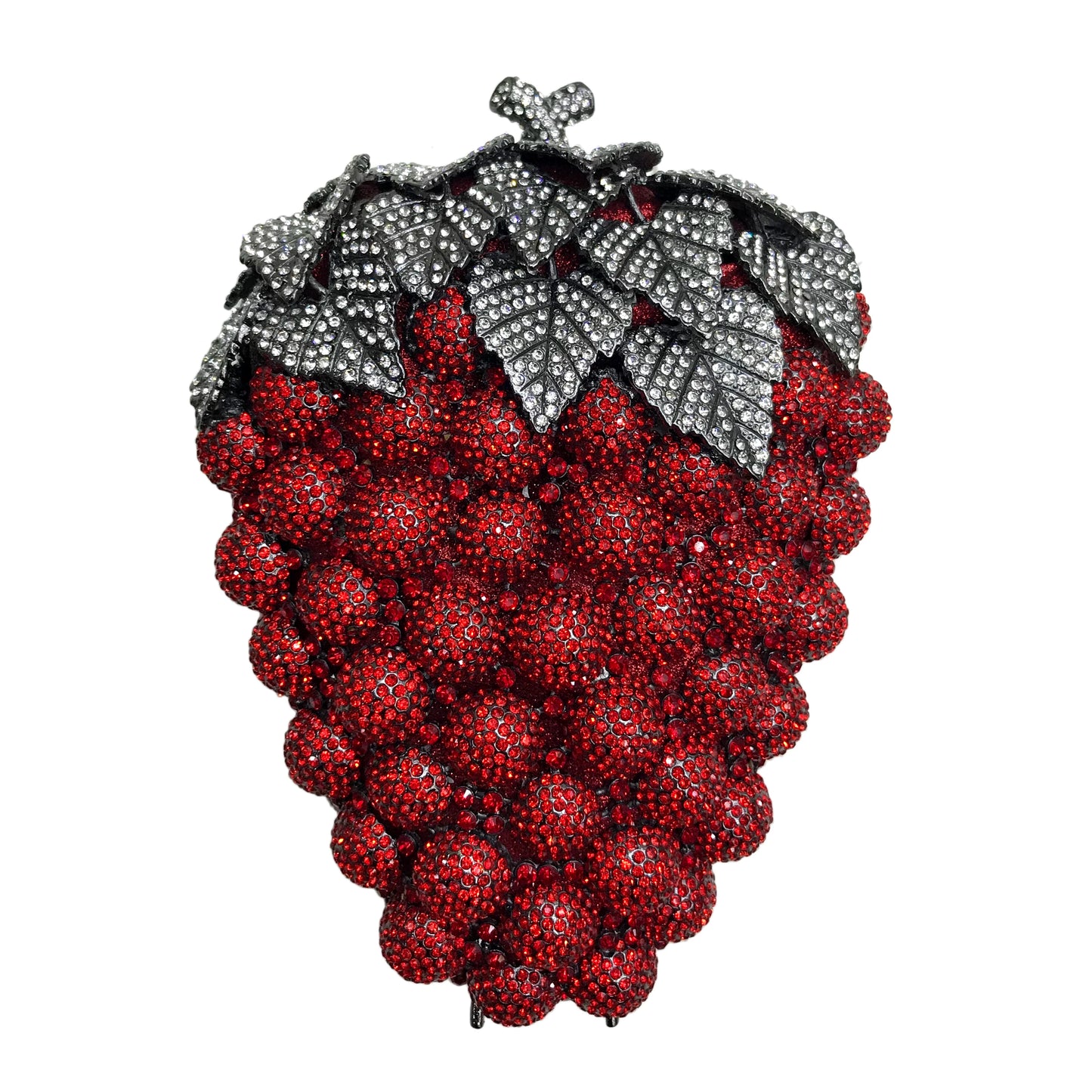 Food-Styling Metal Diamond Purse | Sophisticated Luxury Crystal Evening Bag | Elegant Rhinestone Gala Handbag | "Dignified" Hard-Shell Metallic Minaudière for High-Fashion Parties Luxegan