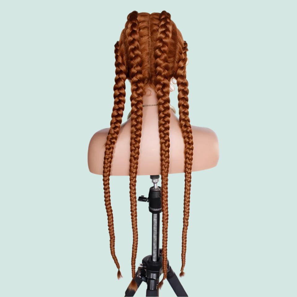 99J Burgundy Box Braids Wig | 360 Lace Braided Wig | 4 Braids | Synthetic Hair