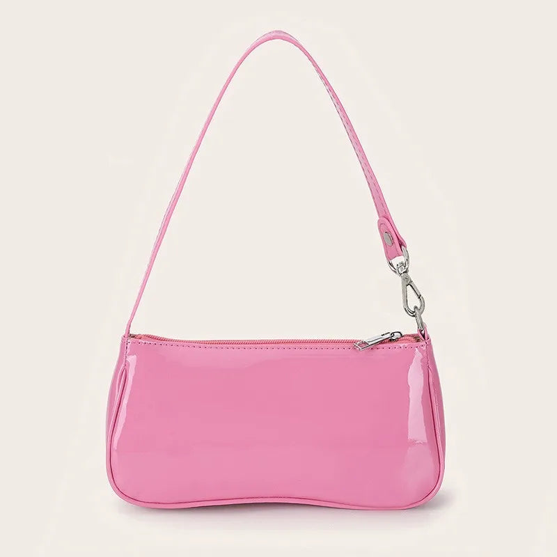 Retro Solid Color PU Leather Shoulder Bag | Fashionable Women's Casual Designer Hobo Underarm Handbag (Baguette Shape, All Seasons) Luxegan