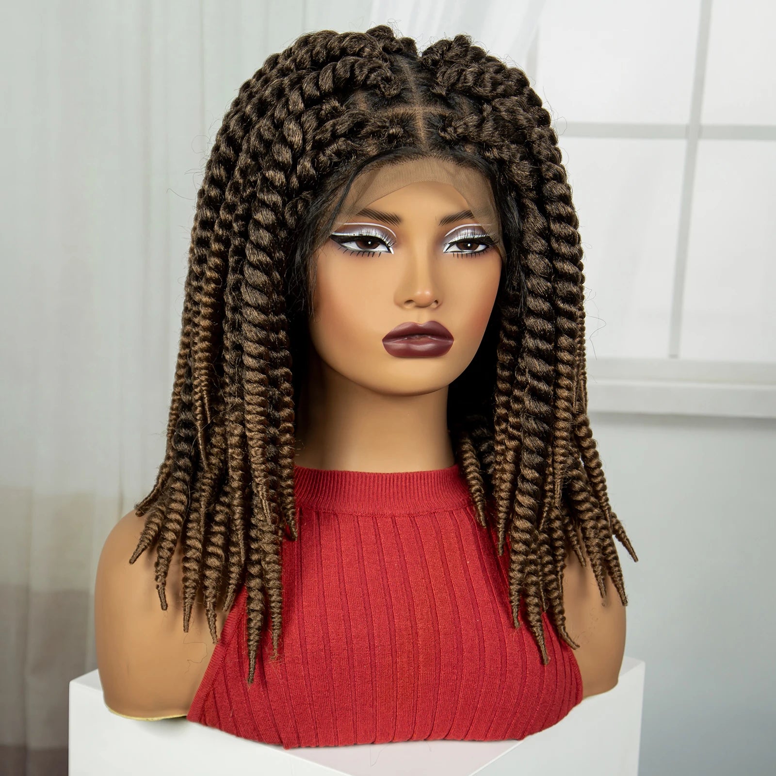 16" Twist Knotless Braids Wig | HD Full Lace | Baby Hair | Natural Look Luxegan