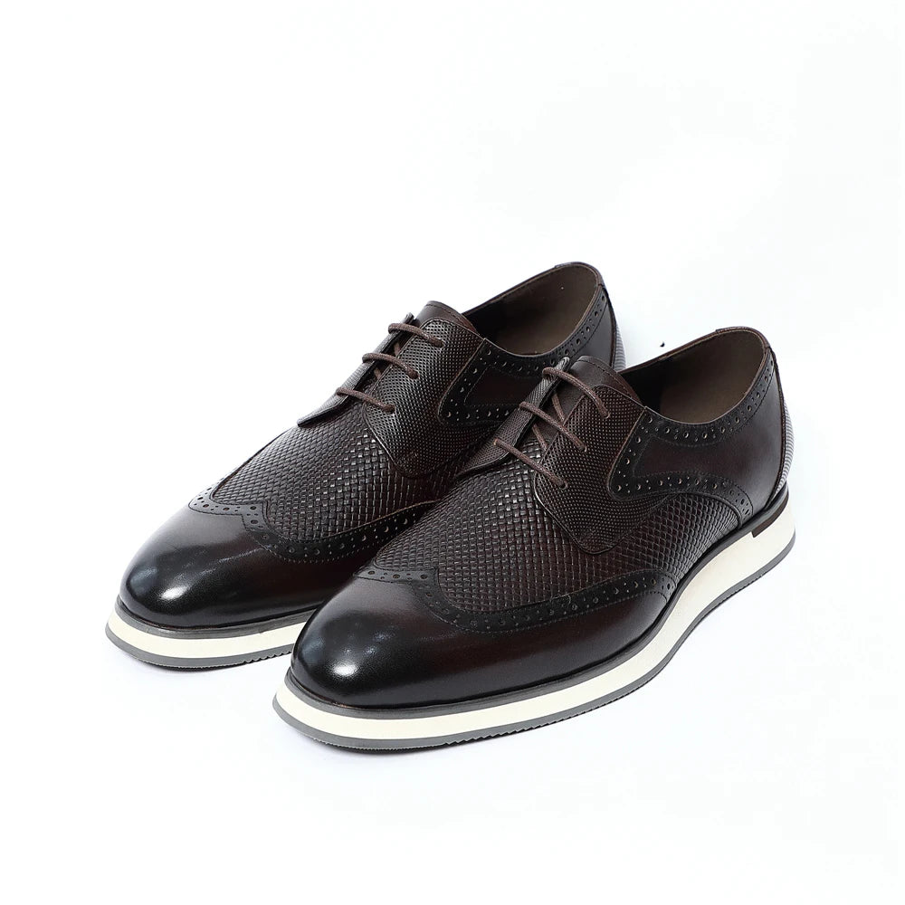 Luxury Handmade Men's Genuine Leather Derby Shoes | Classic Black & Brown Crocodile Print Casual Dress Shoes Luxegan