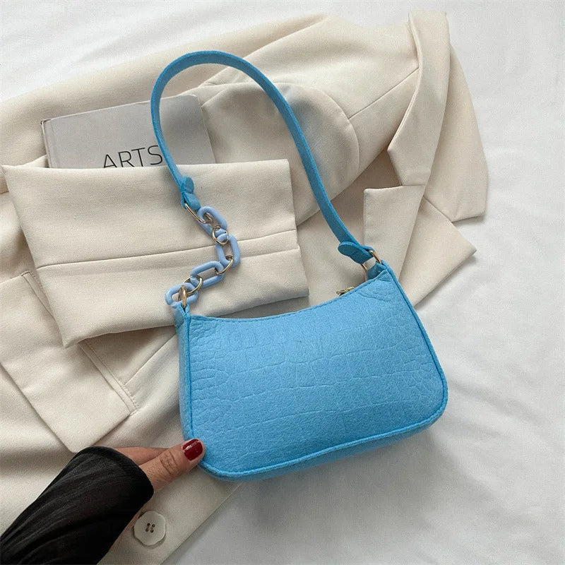 Fashion Texture Felt Cloth Armpit Saddle Bag | New Soft Unlined One Shoulder Bag Designer Purse for Women Luxegan