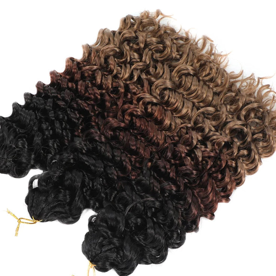 14–22 Inch Synthetic Deep Wave Crochet Hair | Afro Curl Braiding Extensions Luxegan