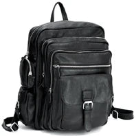 Vintage Crazy Horse Genuine Leather Backpack | Large Capacity Cowhide Travel Rucksack | 17-Inch Laptop Bag for Men & Hiking Backpack (Model M-815) Luxegan
