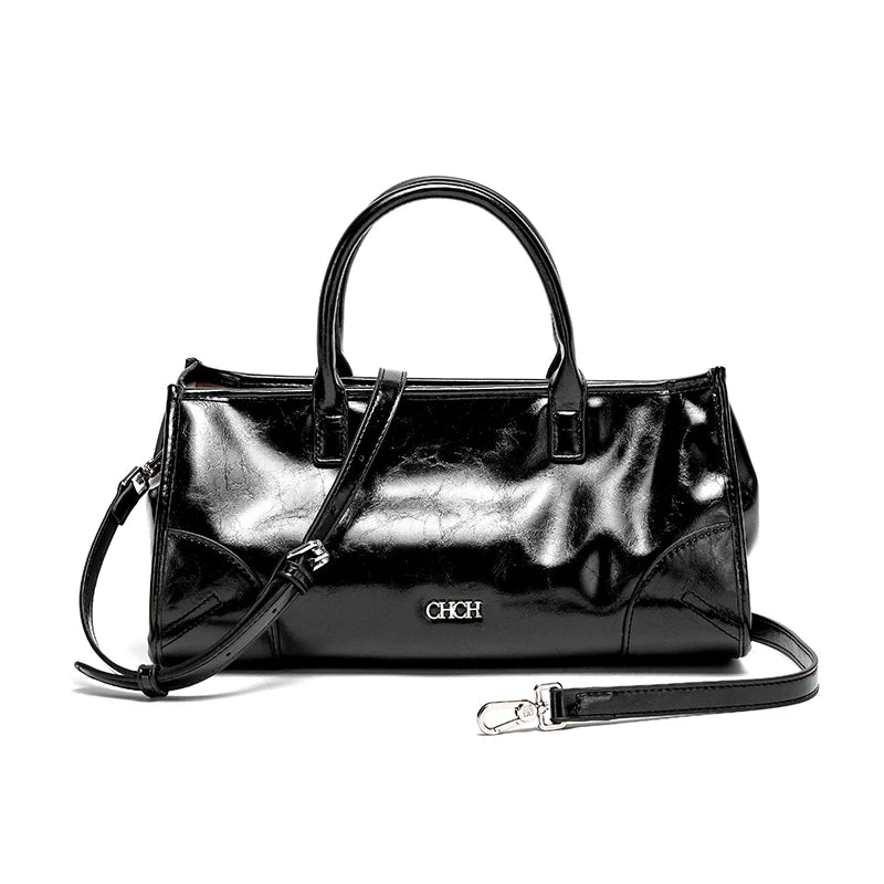 Soft Black Marble Pattern Baguette Bag | Detachable Strap Shoulder Bag Luxegan