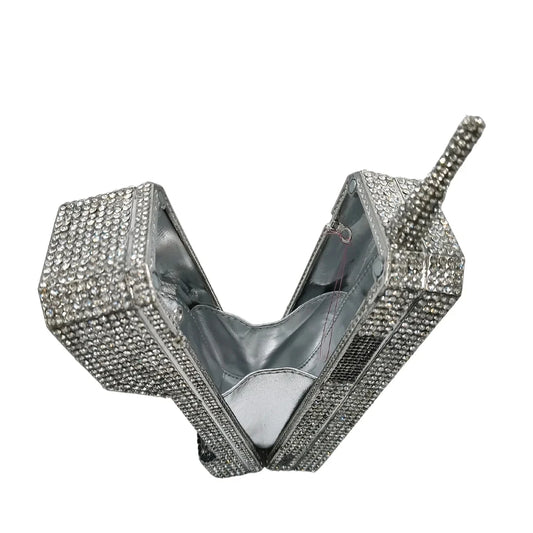 Luxury Cellphone-Shaped Crystal Evening Clutch | Sophisticated Diamond-Encrusted Wedding Party Bag | Elegant Pink Crystal Bridal Handbag | "Dignified" Structured Minaudière for High-Fashion Events Luxegan