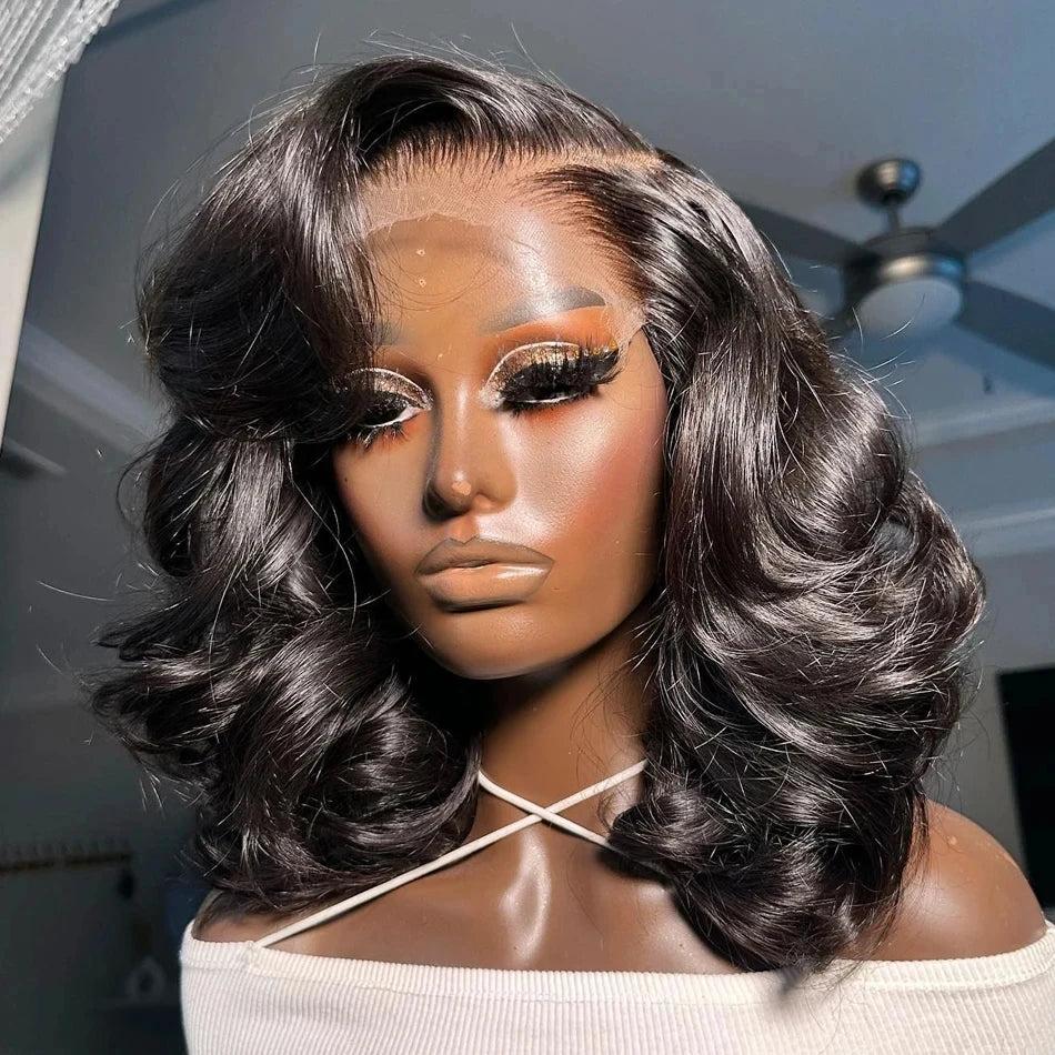 200% Density Short Bob Wig | Sophisticated 4x6 HD Transparent Lace Closure | Elegant Body Wave & Water Wave Brazilian Human Hair | "Dignified" 4–16 Inch Glueless Remy Wig for Radiant Versatile Styling Luxegan