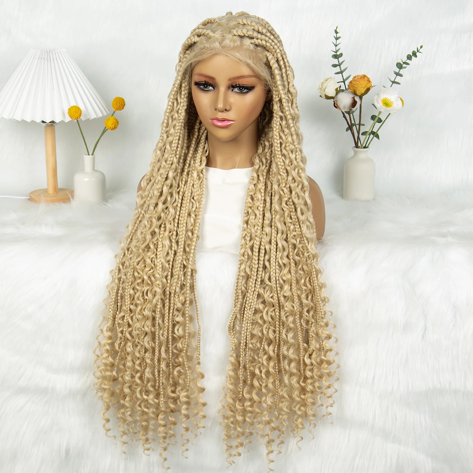 Blonde Bohemian Knotless Box Braids Wig | Transparent HD Full Lace Luxegan