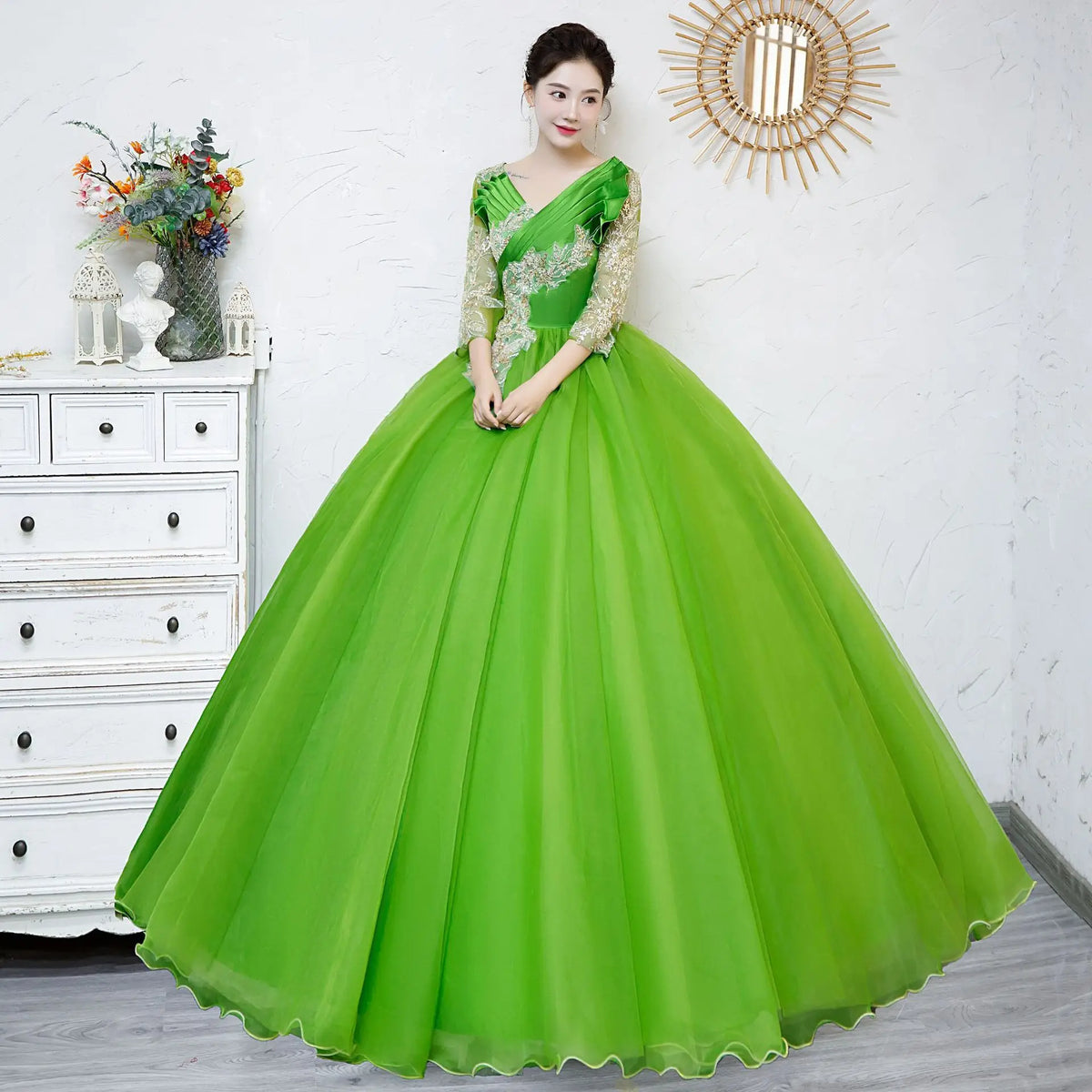 Women's Amazing Ready-to-Wear Prom Dress | Extra Fluffy Long Gala Gown | Elegant Strapless Lace Party Dress for Photo Shoots | Premium Tatting All-Season Ball Gown Luxegan