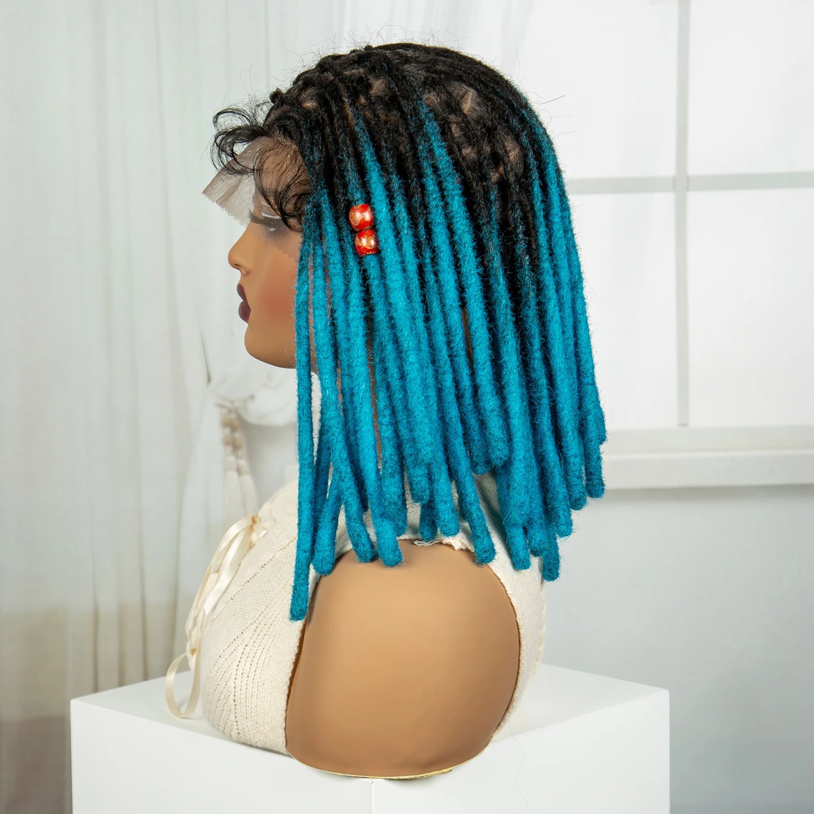 Orange Knotless Faux Locs Braided Wig | Full Lace | Baby Hair Luxegan