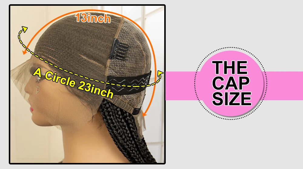 36" Full Lace Afro Cornrow Wig | Knotless Box Braids | Kanekalon Hair | For Black Women - Luxegan